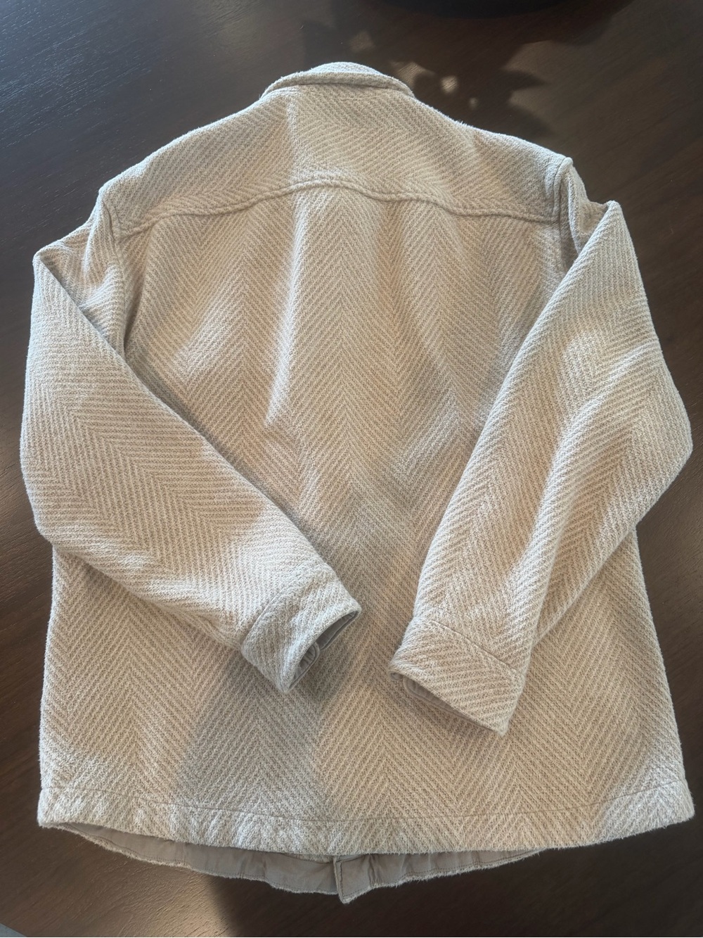 Abercrombie & Fitch Light Beige Herringbone Shirt Jacket - Picture 6 of 6
